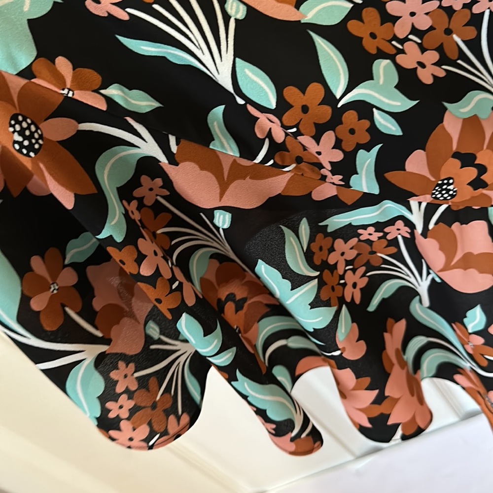 Diane Von Furstenberg Floral Wrap Dress - Black, Orange, Green - Picture 9 of 10